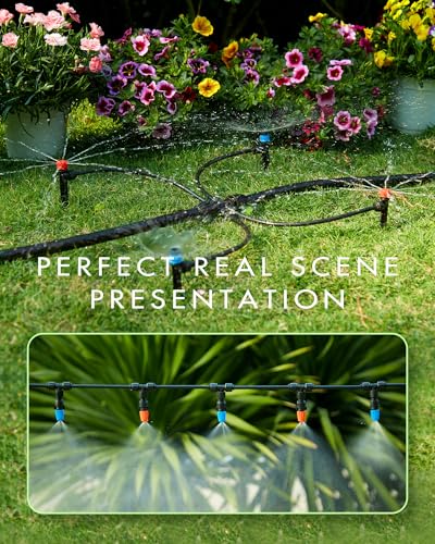 240FT Drip Irrigation System Kits - Automatic Garden Watering Sprinkler with 1/2 & 1/4 inch Tubing Hose Patio Misting Plant Irrigation Water Equipment Quick Connector for Greenhouse Flower Beds Lawn - size: 240FT:33FT Main tube+207FT 1/4 tube
