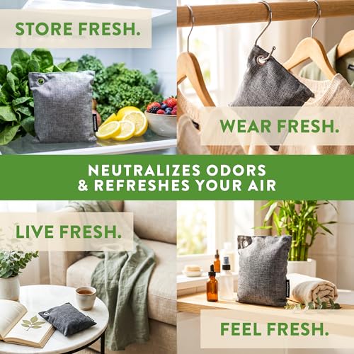 Activated Bamboo Charcoal Odor Absorber Bags for Strong Odors - 12 Pack Large 100g Air Purifying Bags, Natural Activated Charcoal Deodorizer for Shoes, Closet, Car, Gym Bag, Bathroom & Home - style: 12 x 100g