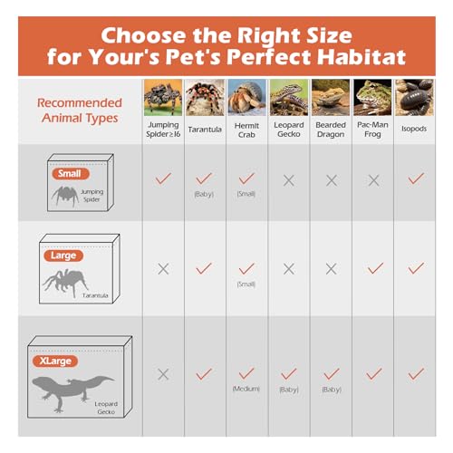 AZV Escape Proof Tarantula Enclosure,Polycarbonate Hermit Crabs Tank Large | Reptile Cage with Magnetic Lid,Ventilated Spider Terrarium,360° Clear View,Easy Clean Isopod Habitat for Gecko,Frogs,Insects - size: Large(11.81*7.87*5.90inch)