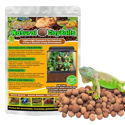 4 LB Organic Expanded Clay Balls Terrarium Substrate for Reptiles | Drainage & Humidity Control, Reusable Leca Balls for Bioactive Setups, Reptile Enclosures, Hydroponics, Aquaponics & Plants - color: 4LBS
