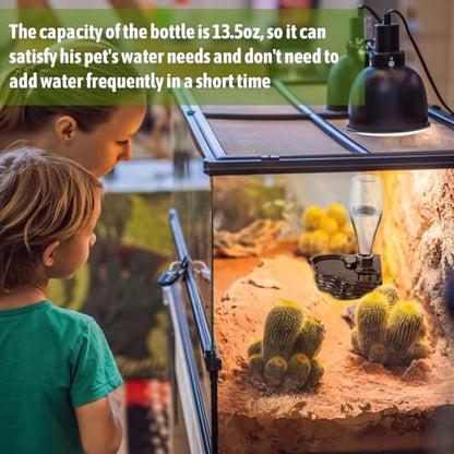 Mumufy 2 Pack Reptile Water Feeder Automatic Water Dispenser Waterer 13.5Oz Feeding Accessories Tank Lizards Waterer for Bearded Dragon Terrarium Turtle Tank Feeding Geckos Frog (Brown) - color: Brown