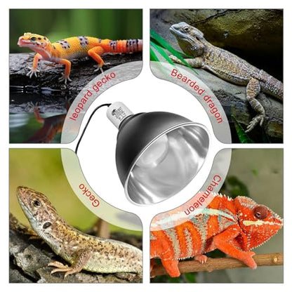 Reptile Lamp Bulb Fixture 5.5 Inch Deep Dome with Switch - Ideal for 60W/75W/100W/150W Heat Lamp Bulbs, Compatible with All E26 UVA/UVB/Basking Heat Bulbs, Supports Up to 150 Watts - style: Cone Dome (Max 150W)