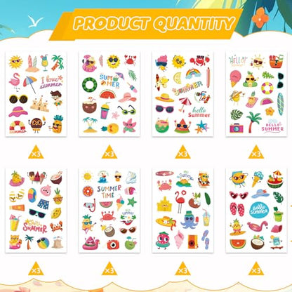 387Pcs Summer Stickers, Self Adhesive Hawaii Tropical Sticker Summer Pineapple Sun Beach Stickers for Scrapbooks Envelopes Cards Gifts Crafts Party Favors Class Rewards - style: Summer