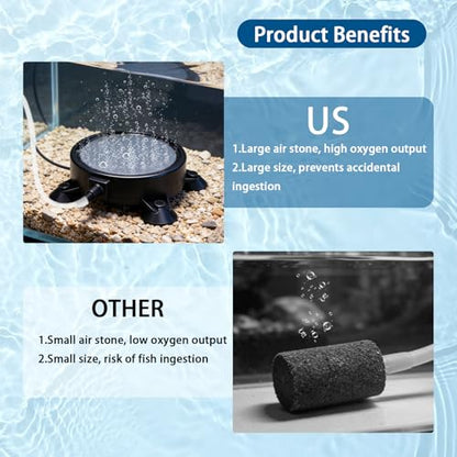 Zihvfzu 2PCS 4" Aquarium Air Stone Disc with 3 Suction Cups, Bubble Diffuser for Fish Tanks, Water Tanks & Hydroponic Systems