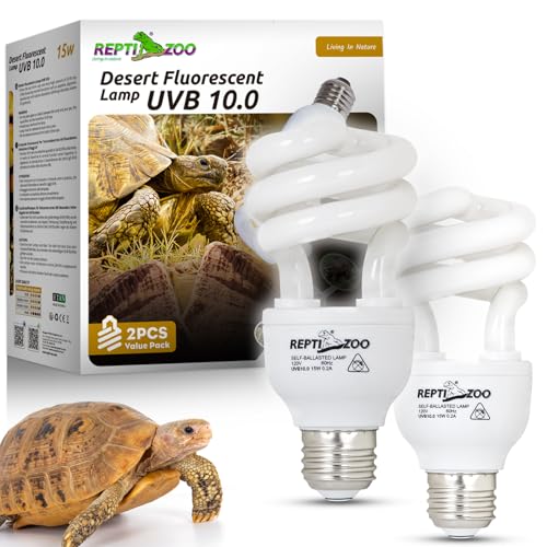 REPTI ZOO UVB Light for Desert Reptile 2 Pack, 10.0 15W UVA UVB Reptile Light Bulb, UVB Lamp for Bearded Dragons Tortoises Lizards Snakes - size: 10.0 15W