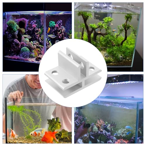 VILLCASE Glass Clamp Alloy Bracket for 5-8mm Glass Shelves Clips, Silver T-Shaped Connector for Aquarium Lid, Terrarium Screen Cover, Fish Tank Fixing and Shelf Support