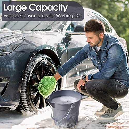 Didaey 6 Pcs 2.5 Gallon Bucket for Cleaning Plastic Heavy Duty Clean Bucket with Handle and Spout Industrial Storage Container(Grey)