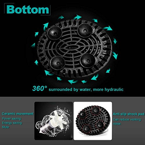 5W Submersible Water Pump, 66GPH Quiet Aquarium Pump | Multifunctional Mini Pump for 5-50 Gal Aquariums, Ponds & Hydroponics. Features Smart Dry-Run Protection