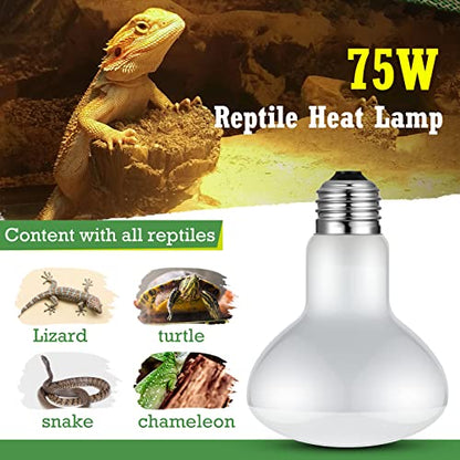 Tarpop 8 Pcs 75w Reptile Heat Lamp Bulb, Reptile Basking Heat Light Bulb Uva Daylight for Bearded Dragon, Amphibian, Turtle, Lizard, Chicken - style: 75w