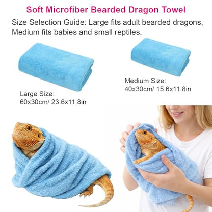 6Pcs Bearded Dragon Pool – Foldable Reptile Bathtub & Towel (Large or Medium Size), Bath Brush, Spray Bottle & Plastic Tweezers for Bearded Dragons, Bearded Dragon Bath Accessories (Medium) - size: Medium