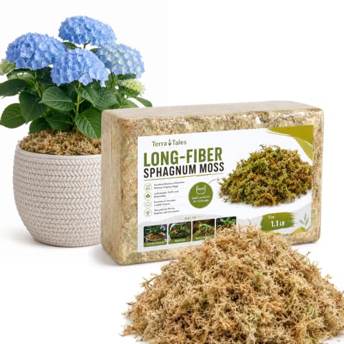 1.1LB Natural Long Fiber Sphagnum Moss Compressed Brick Expands to 30QT, Premium Orchid Moss for Repotting, Carnivorous Plants, Propagation, Moss Pole, Terrarium, Indoor Outdoor Gardening - size: 1.1LB