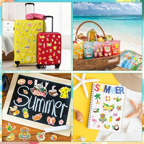 471Pcs Summer Stickers, Self Adhesive Hawaii Tropical Sticker Summer Pineapple Sun Beach Stickers for Scrapbooks Envelopes Cards Gifts Crafts Party Favors Class Rewards - style: Hawaii