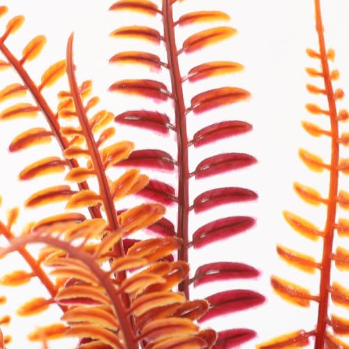 GLEAVI Artificial Reptile Tank Plants for Gecko and Tortoise Enclosure, Realistic Yellow Autumn Fern Plastic Terrarium Ornament Leaves for Snake Habitat Accessories