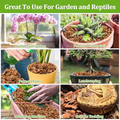 Riare 10 Pack Organic Coco Coir Chips for Plants, 11 lb Coconut Husk Bricks | Low EC & pH-Balanced Coco Husk Substrate with Drainage & Aeration, High-Expansion Mulch for Landscaping, Orchids & Soil Mix - size: 10 Pack