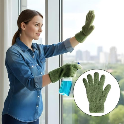 Microfiber Gloves, Dusting Gloves Microfiber Glove for Plants Mittens for houseplants Leaf Plant Care(Dark Green)