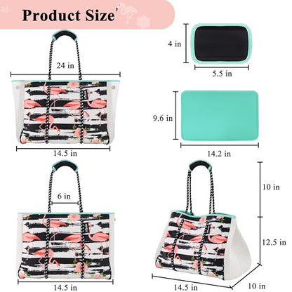 Hibala Neoprene Multipurpose Beach Bag,Gym/Travel/Pool Bag,Tote For Women&Men - color: Flamingo