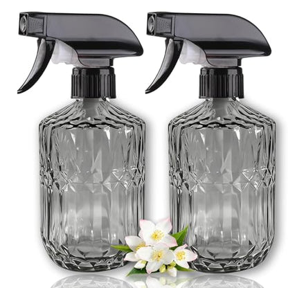 Glass Handheld Spray Bottle, 15oz, Dark Grey, Adjustable Nozzle | Pressure Watering Can, Plant Mister Fine Mist for Indoor Flowers, Outdoor Gardening, Cleaning, Pets Care, Hair - color: Dark Grey
