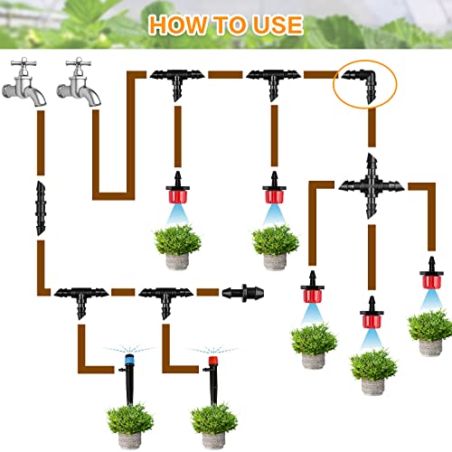 Gardrip Drip Irrigation Elbow Fittings：50 Pieces Barbed Elbow Irrigation Parts with Sharp End Fits for 1/4 Inch Irrigation Tubing Drip Line Elbow Connectors for Garden Lawn Irrigation System - color: Elbow-50P