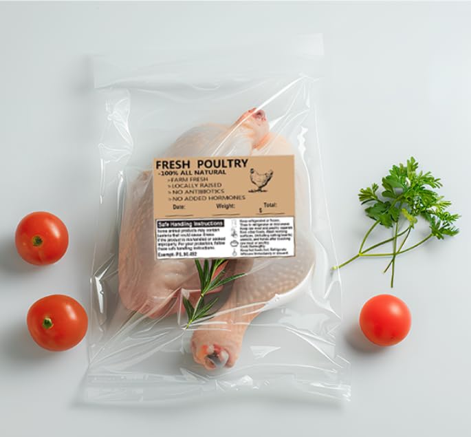 Remarkable Poultry Freezer Labels,2.5inchx4inch with Safe Handling Instructions Exemption-P.L. 90-492 (100Pcs )