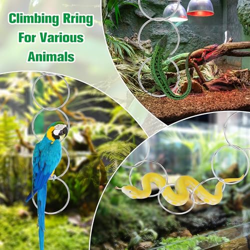 Snake Climbing Rings for Ball Python-Enrichment Snake Enclosure Accessories | Snake Climbing Accessories with Hanging Buckle, Rattan Rope for Bearded Dragon, Chameleon, Iguana, Gecko, Lizard, Parrot