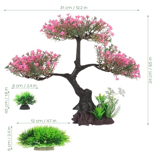 Kisangel Artificial Aquarium Plants Set Realistic Fish Tank Decorations for Turtle Tank Plastic Aquatic Decor Soft Swaying Aquarium Plants Realistic Fish Accessories 9.84 X 9.44 X 4.33 in