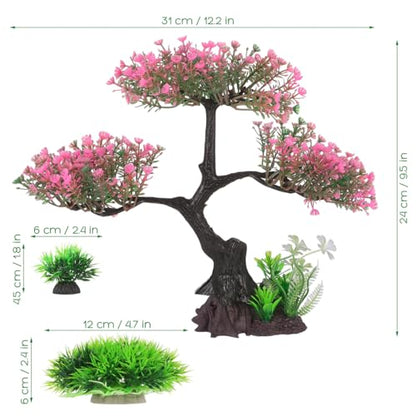 Kisangel Artificial Aquarium Plants Set Realistic Fish Tank Decorations for Turtle Tank Plastic Aquatic Decor Soft Swaying Aquarium Plants Realistic Fish Accessories 9.84 X 9.44 X 4.33 in