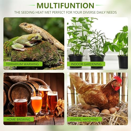 Seedling Heat Mat 2 Pack Heat Mats for Seed Starting Plants Indoor Growing Gardening Brewing Germination Greenhouses Terrarium Reptile Waterproof Seed Rooting Warming Heating Pad 10"X20.75" - size: 2 PCS