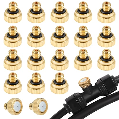 Brass Misting Nozzles for Garden Cooling System 0.012" (0.3 mm) 10/24 UNC (20 PCS) - color: 20 PCS