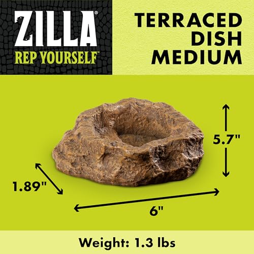 Zilla Terraced Dish, Reptile Feeding Dish, Stable and Spill-Resistant, Ideal for Geckos, Skinks, Snakes and Lizards, Medium - size: Medium