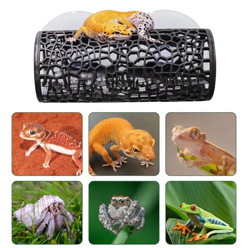 2 Pack Reptile Hide with Suction Cups, Hollowed-Out Hideout and Caves, Hermit Crabs Climbing Toys, Terrarium Decor for Geckos, Snakes, Hermit Crabs, Spiders