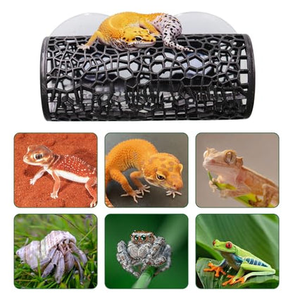 2 Pack Reptile Hide with Suction Cups, Hollowed-Out Hideout and Caves, Hermit Crabs Climbing Toys, Terrarium Decor for Geckos, Snakes, Hermit Crabs, Spiders