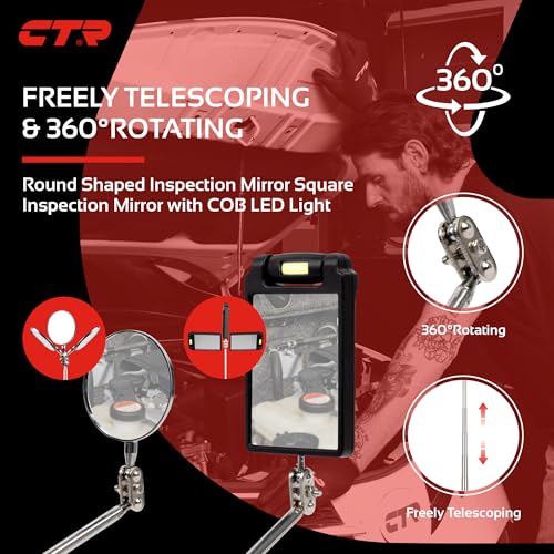 5PCS Magnetic Pickup Tool & Telescoping Inspection Mirror, Flashlight, Gifts for Men