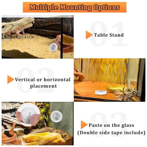 Reptile Tank Accessories, 2 Pack Bearded Dragon Tank Thermometer Humidity Gauge for Leopard Gecko, Jumping Spider, Snake, Gecko, Ball Python, Lizard - color: White