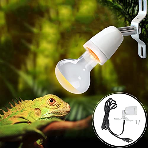 Pissente Reptile Ceramic Heat Lamp Holder, E27 Rotatable Socket Adjustable Reptile Lamp Holder Bracket Light Stand 300W Reptile Base Bulb Holder for Reptile Light Fixture Holder