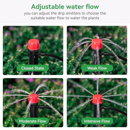 100pcs Drip Irrigation Emitters for 1/4" Drip Tubing | Adjustable 360 Degree Water Flow, 5" Arrow Stake, Garden Irrigation Drippers, For 4-7mm Watering System Kit - size: 100pcs Drip Emitters