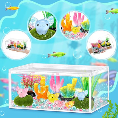 HyDren Axolotl Crafts DIY Tank Glow in The Dark Mini Axolotl Figures Gift for Home Sea Themed Birthday Party Decorations (Vivid) - style: Vivid