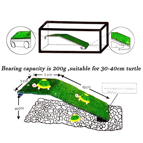 XMHF Artificial Turtle Ladder Basking Platform Aquarium Fish Tank Plastic Grass Animal Reptile Pier Green TL20 - size: TL20