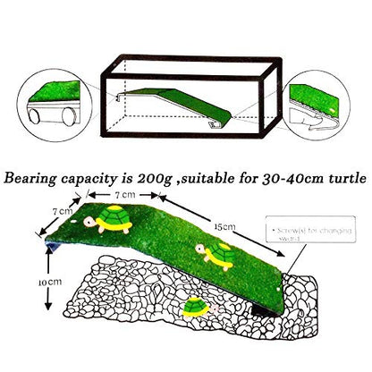 XMHF Artificial Turtle Ladder Basking Platform Aquarium Fish Tank Plastic Grass Animal Reptile Pier Green TL20 - size: TL20