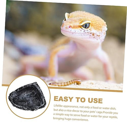 DOITOOL Reptile Water Basin Resin Turtle Feeding Bowl Reptile Worm Dish Decor Water Bowl Snake Bearded Dragon Dish Frog Terrarium Food Feeder Gecko