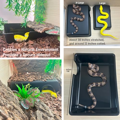 2 Pcs 12in Durable Large Reptile Hide, Ball Python Hide, Leopard Gecko Hide, Bearded Dragon Hide, Easy to Clean Reptile Cave for Tank, Snake Hide Large Enclosure (12" x 8.3" x 2.8" X-Large) - size: X-Large (2-Pack)