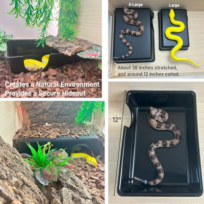 2 Pcs 12in Durable Large Reptile Hide, Ball Python Hide, Leopard Gecko Hide, Bearded Dragon Hide, Easy to Clean Reptile Cave for Tank, Snake Hide Large Enclosure (12" x 8.3" x 2.8" X-Large) - size: X-Large (2-Pack)