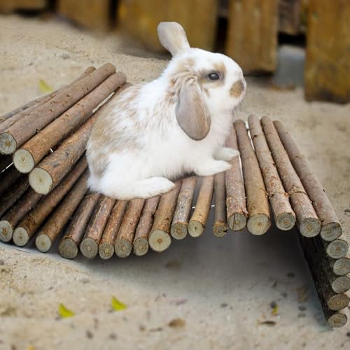 kathson Rabbit Bridge Wooden Hamster Climbing Tunnel Bunny Extra Large Ladder Wood Flexible Hideout for Guinea Pig Chinchilla Ferret Hedgehog Rat Squirrel and Other Rodents(26 x 16 in) - size: XL (26.0 x 16.0 inches)
