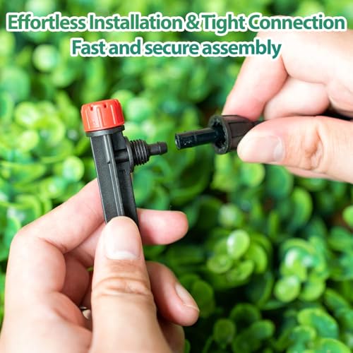 RedChili 10 Pieces Drip Emitters for 1/4" Drip Irrigation Tubing, Adjustable 360 Degree Stream Drip Emitters with Stake 360° Full Circle 8 Hole Stream Emitters Garden Two Way Irrigation Micro Drippers - size: 25P StreamEmitter(Two Way)