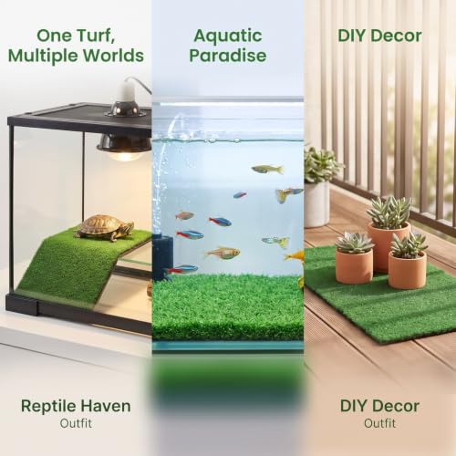 FAVOMOTO Fake Turf for Aquarium Turtle Basking Platform Turf Artificial Grass for Turtle Tank Fish Tank Simulation Climbing Platform Mat 19.68 X 9.84 X 0.19 in