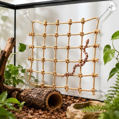 Snake Climbing Net, Natural Jute Rope Decor, Snake Tank Supplies, Reptile Hammock for Terrarium, Geckos, Bearded Dragons