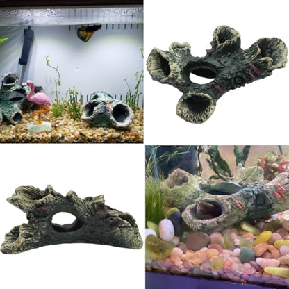 DoubleWood 3 PCS Decaying Trunk Betta Fish Ornament Driftwood Resin Crafts for Aquarium Decoration Fish Tank Wood With Holes & Caves - size: 3 Pcs