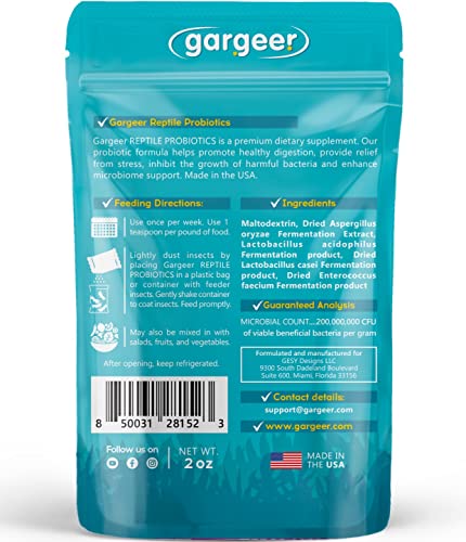Gargeer 2oz All Reptile Probiotics. Improved Appetite & Digestion. USA Made | Targeted live probiotic blend! Restores beneficial gut bacteria to boost appetite, digestion & nutrient absorption