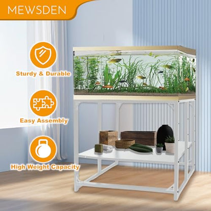 Fish Tank Stand, 40 Gallon Heavy Duty Metal Aquarium Stands, Reptile Tank, Turtle Tank, Breeder Tank Stand, 660LBS Capacity Terrarium Stand Rack with 2-Tier Storage Shelves (White, 36.5"x18.5"x29.5") - color: White, size: (40 Gallon)36.5"x18.5"