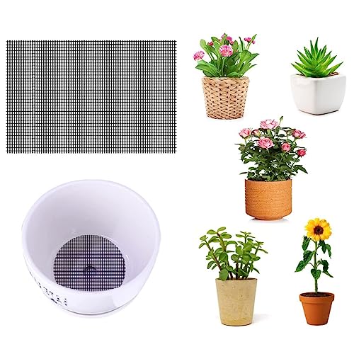 Xiaokeis 5pcs Flower Pot Hole Mesh Pad, 7.87 x 11.81inch Bonsai Mesh Drainage Screens Plant Pot Drainage Meshs Plant Screen Meshs, DIY Drainages Netting Pots Bottom Grid Mat(Color:Black)