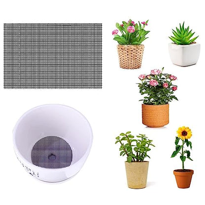 Xiaokeis 5pcs Flower Pot Hole Mesh Pad, 7.87 x 11.81inch Bonsai Mesh Drainage Screens Plant Pot Drainage Meshs Plant Screen Meshs, DIY Drainages Netting Pots Bottom Grid Mat(Color:Black)